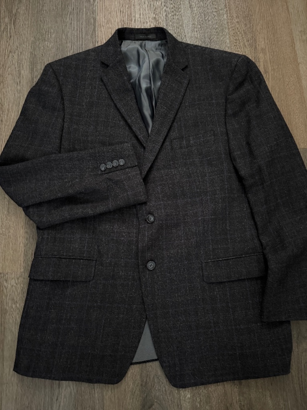 Calvin Klein Dark Gray Windowpane Sport Coat